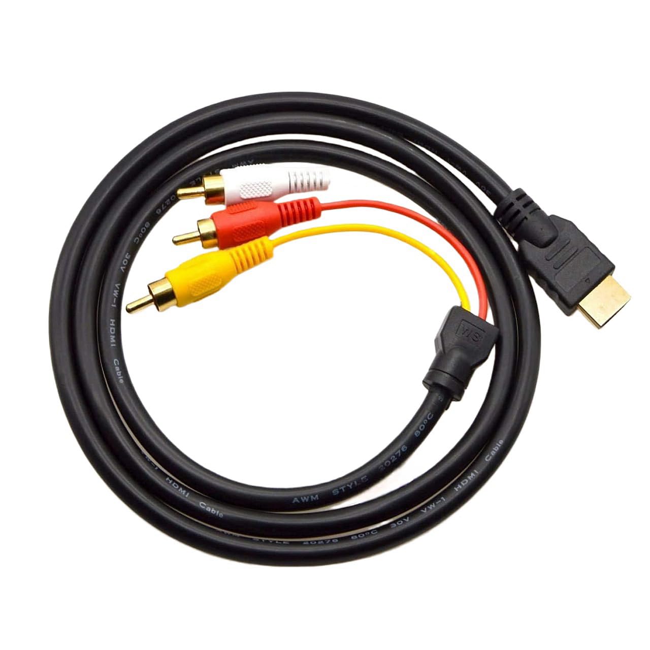 Chenduomi HDMI to RCA TV Cable HDMI Male to 3 RCA Female av Cable Video Audio Component Converter Adapter 1080P Cable for HDTV Black 5ft/1.5m