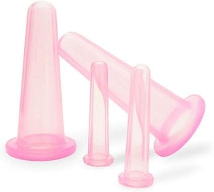4PCS Facial Cupping Set for Face, Pink Massage Cupping Set Silicone Mini Facial Cups Face Helper Skin Care Neck Back Eyes Massaging Cup