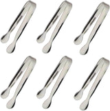 6PCS Mini Ice Tongs, 4.25Inch Stainless Steel Small Serving Tongs, Silver