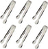 6PCS Mini Ice Tongs, 4.25Inch Stainless Steel Small Serving Tongs, Silver