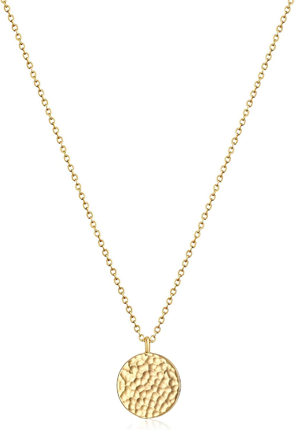 Moon Pendant Necklace 14K Gold Fill Dainty Hammered Moon Phase Gold Choker Simple Crescent Moon Full Moon Karma Circle Choker Necklace