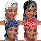 4 Pieces Women Chemo Hat Turban Beanie, Pre-Tied Headwraps Headwear Bandana for Hair Loss
