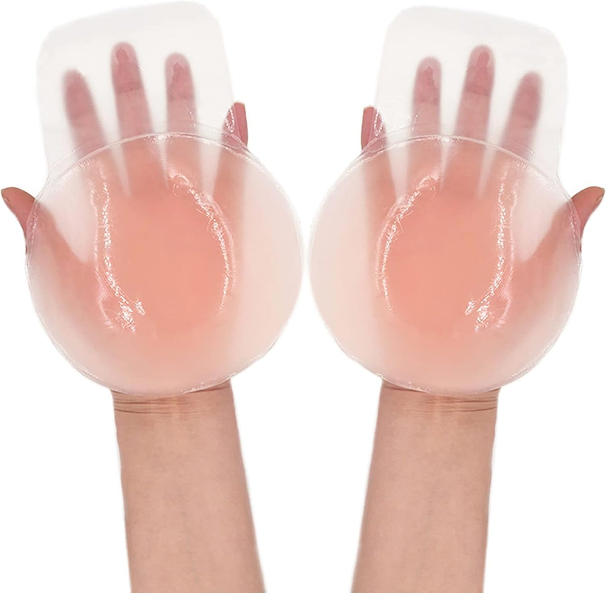 Breast Lift Pasties Nipple Cover: 5.1inch Silicone Sticky Bra for Women Reusable Strapless Boob Petals, Pink, Large