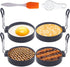 Egg Ring, 4 Packs Upgrade Large 4" Stainless Steel Non-stick Rings for Griddle Frying, Round Cooker for Pancakes, Muffins With Oil Brush and Separator