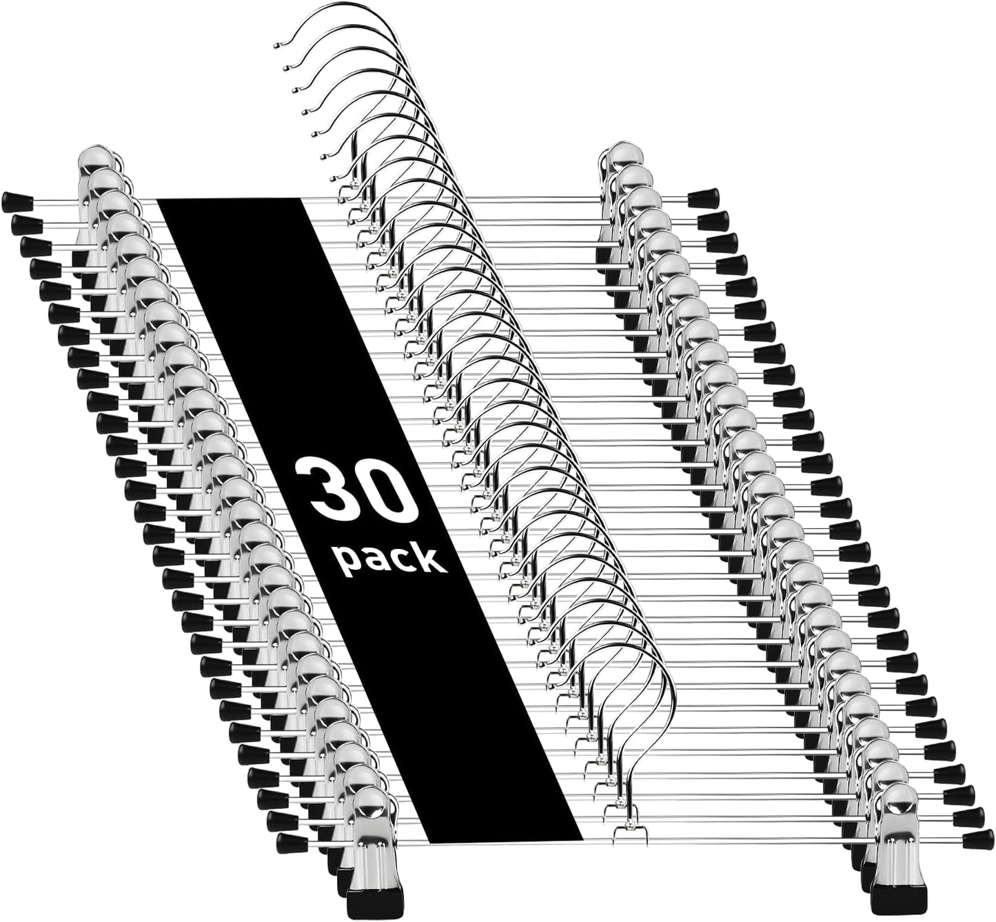 Clothes Hangers,  Adjustable Heavy Duty Hangers with Non-Slip Clips Pants Hangers Stainless Steel Skirt Coat Suit Hangers Stackable Coat Hangers Clothes Hook Space Saving (30 Pack)