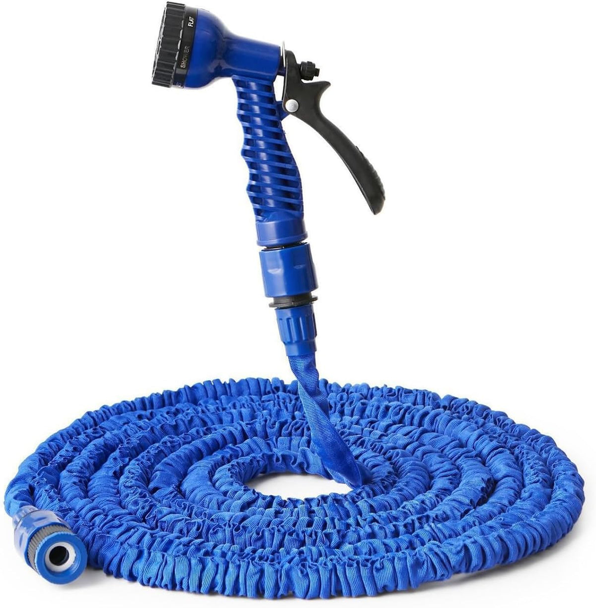 Expandable Garden Hose (16ft to 50ft), Aluminium Connector with 7 Functioning Nozzles, Multi-Purpose Garden Hose Sprayer, Garden Patio Sprayer for Watering Plants, Cleaning Cars or Pets (Blue)