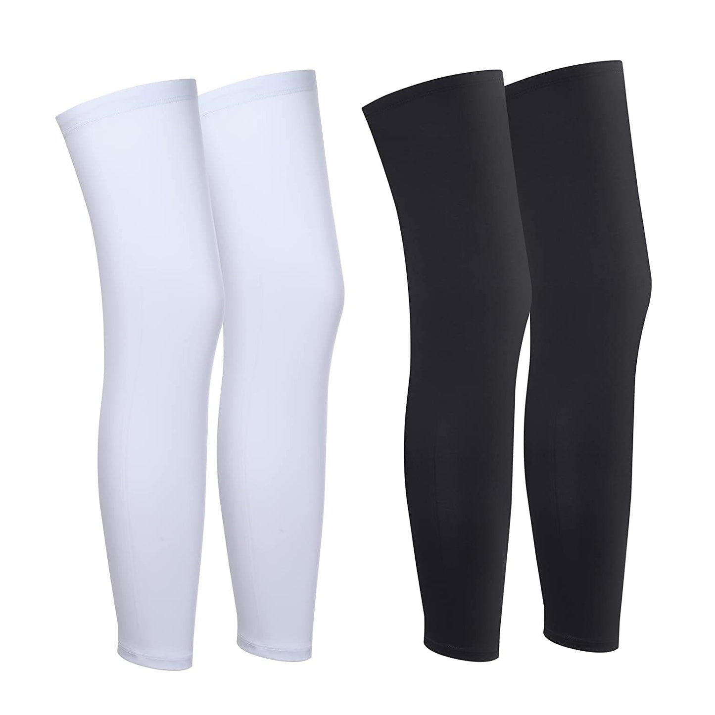 4 Pieces Compression Leg Sleeve Full Length Leg Sleeves Sports Cycling Leg Sleeves for Men Women, Support for Knee, Thigh, Calf, Running, Basketball