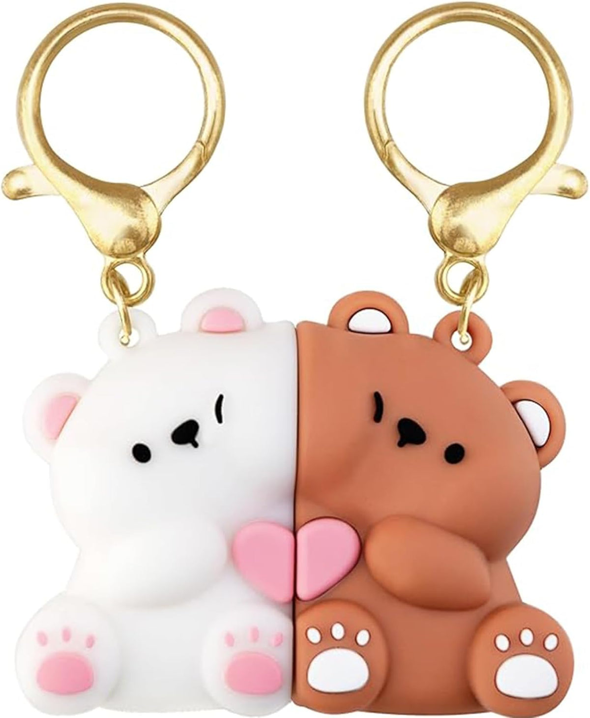 Couple's Bear Magnetic Keychain Charm, Cute Bear Keychain Set for Couples Matching Keychain