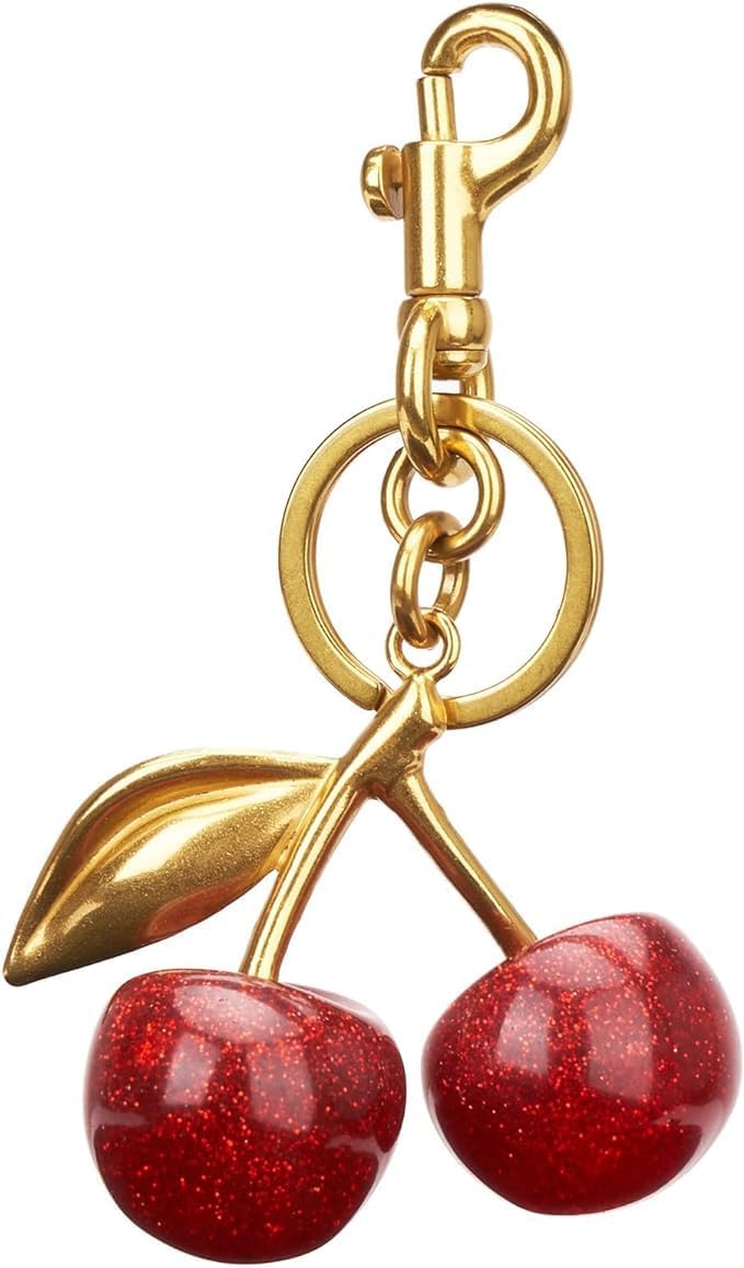 Cherry Bag Charm, Cute Keychain with Metal Key Ring and Clip, Cherry Charm for Purse,Key,Car Remote,Bags Accessories for Women Girls, Medium, Resin, Metal, No Gemstone