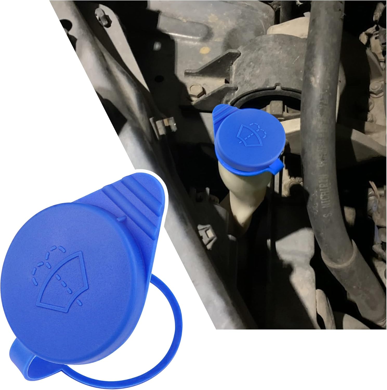 ID 51mm /2'' Good Sealing Windshield Wiper Fluid Cap,Compatible with 2012-2018 Ford Focus Windshield Wiper Washer Fluid Reservoir Tank Bottle, Blue
