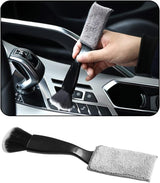 Double Head Brush for Car Cleaning, Detailing Interior and Exterior - Soft Bristles (Black, 1 Pack)