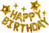 23pcs Birthday Balloons Banner, 3D Gold Premium Mylar Foil Ecofriendly Letter Happy Birthday Banner with 5pcs Star Balloons Kits for Kids Girls Boys Men Adults Birthday Party Decorations US7GD