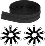 10 Yards 360 Inches Bulk Zippers,9 Meters #3 Zipper for Sewing,Black Nylon Coil Zippers by The Yards with 20pcs Replacement Sewn Zippers for DIY Sewing Craft,Bags,Clothes,purses etc.(Black)