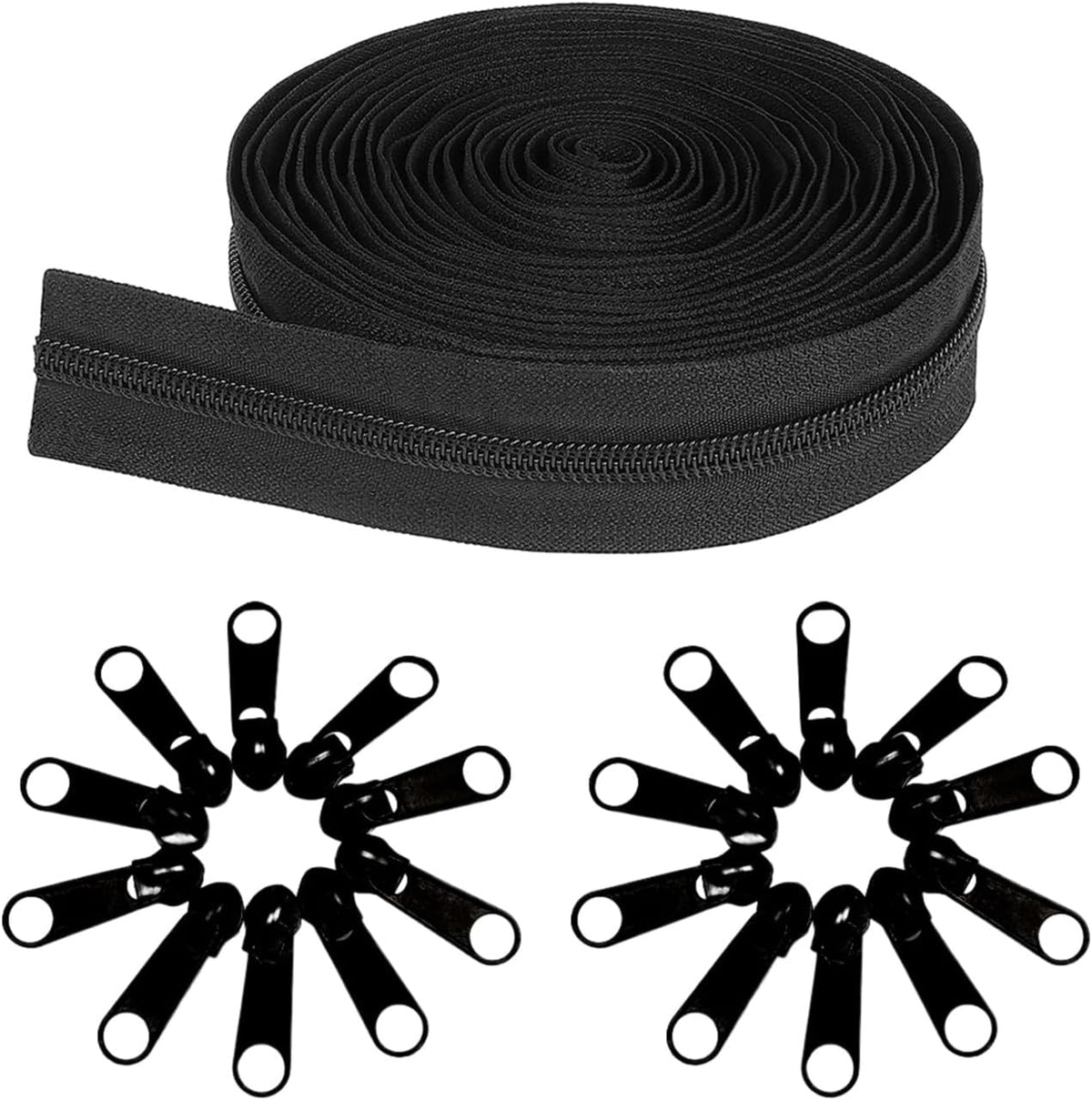 10 Yards 360 Inches Bulk Zippers,9 Meters #3 Zipper for Sewing,Black Nylon Coil Zippers by The Yards with 20pcs Replacement Sewn Zippers for DIY Sewing Craft,Bags,Clothes,purses etc.(Black)