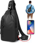 Small Crossbody Sling Backpack  Casual Chest Daypack with USB Charger Port Waterproof Outdoor Chest Sling Bag Shoulder Chest Bag Daypack for Women & Men Perfect for Traveling Hiking Cycling