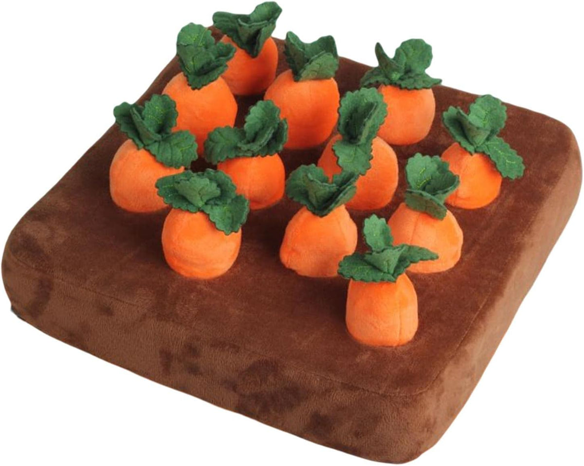 Dog Carrot Plush Toy, Vegetable Fruit for Dogs Cats IQ Toy, Pull The Carrot Stuffed Toy, Molars Toy Pet Interaction, Pet Feeding Training, 12Pcs Carrot