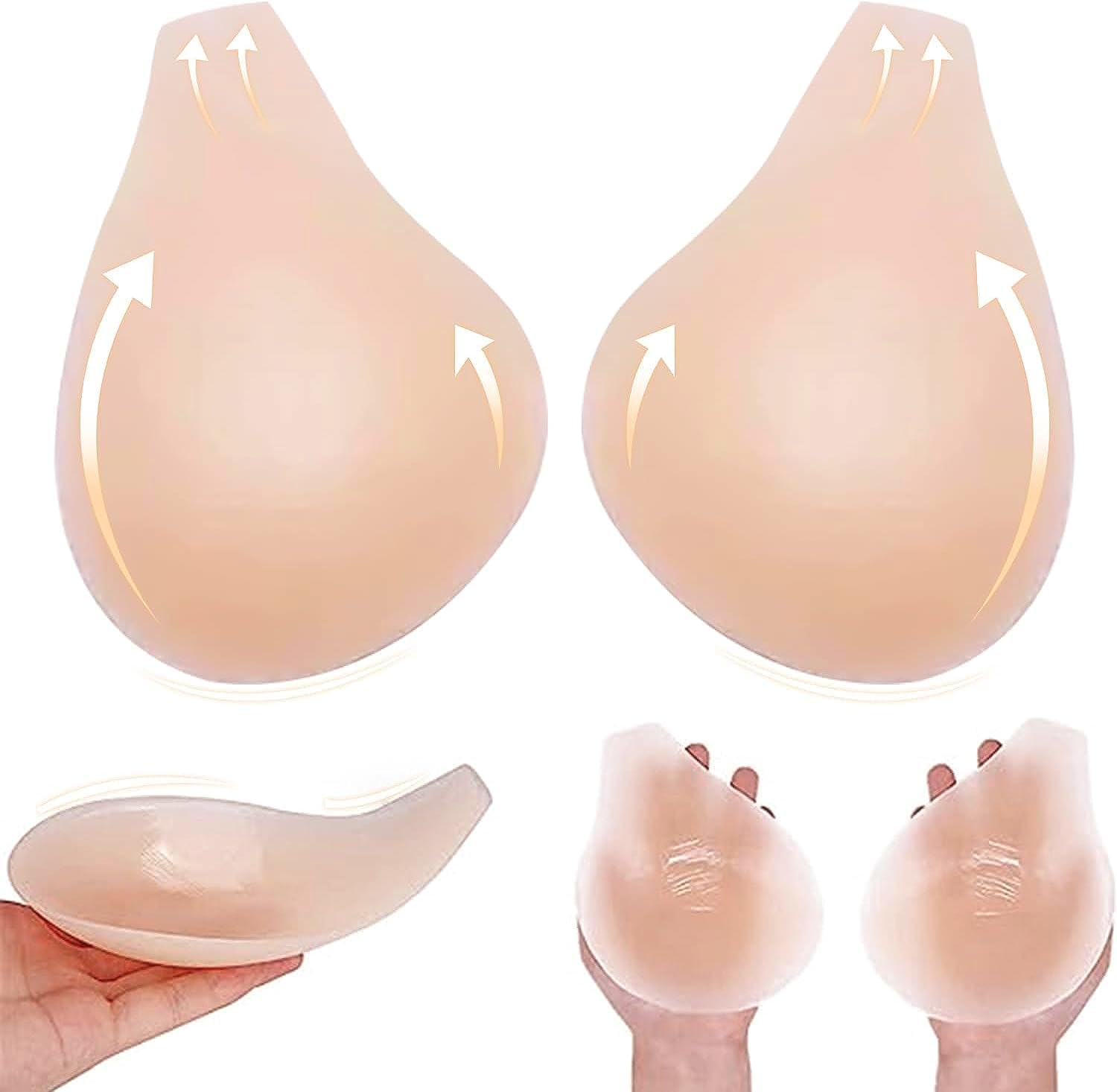 Adhesive Bra, Sticky Bra for Women Breast Lifting Silicone Bra Self Adhesive Invisible Bra Strapless Push Up Bra Nude, Nude, Medium