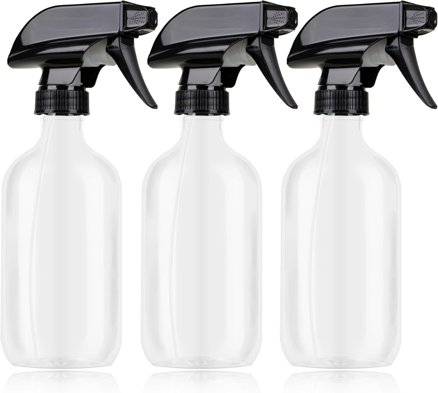 Plastic Spray Bottles 3 Pack, Refillable 16 oz Empty Spray Bottle for Cleaning Solution, Durable and Powerful Nozzle, Spray Bottles for Hair, Plants, Cleaner, Oil