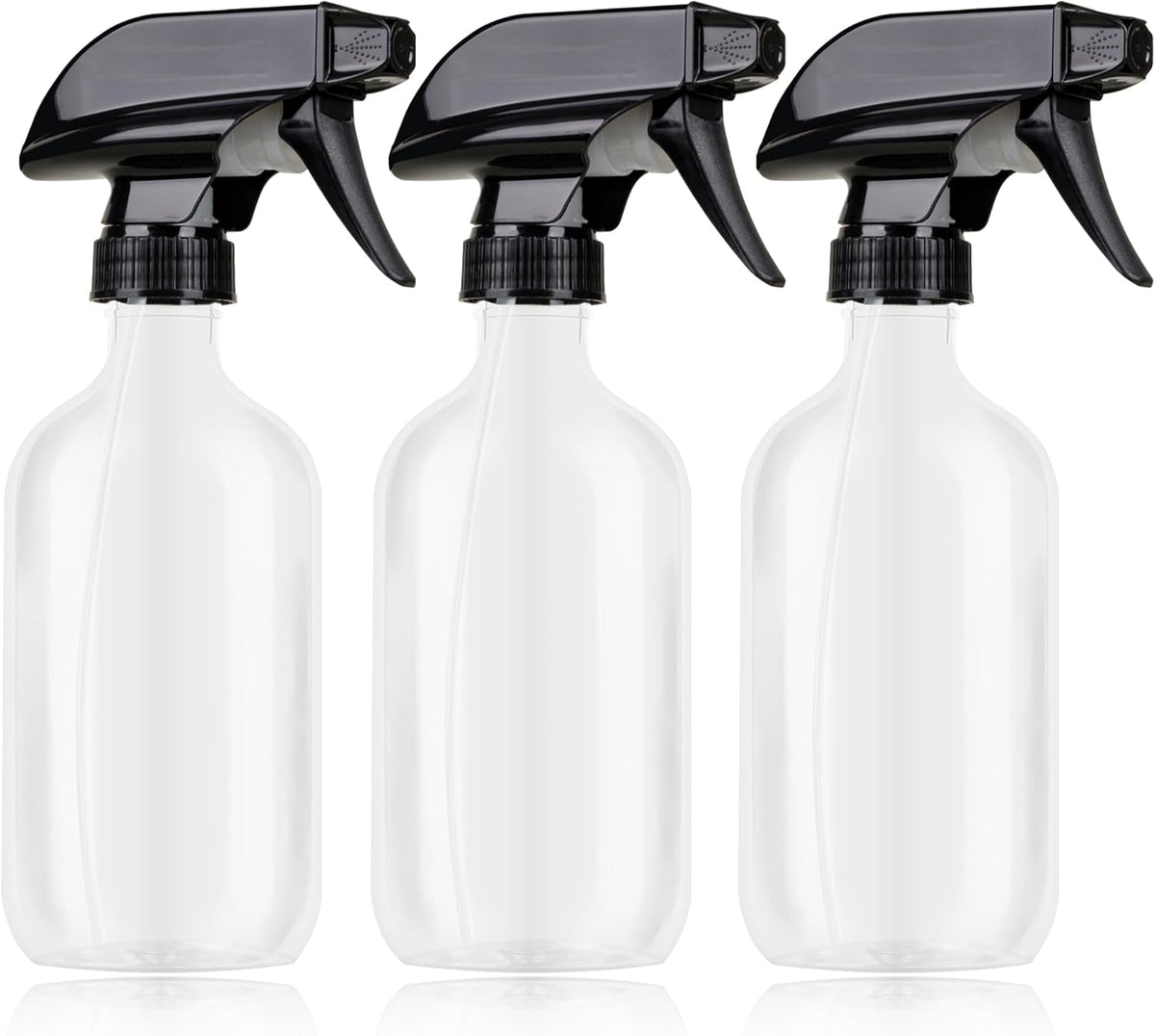 Plastic Spray Bottles 3 Pack, Refillable 16 oz Empty Spray Bottle for Cleaning Solution, Durable and Powerful Nozzle, Spray Bottles for Hair, Plants, Cleaner, Oil