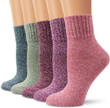 Winter Women Socks 5 Pairs Vintage Style Knit Wool Casual Socks Warm Socks