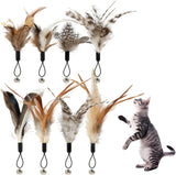 8 Pcs Cat Feather Toys with Bells, Feather Teaser Cat Toy, Replacement Feather Refills with Bells, Exerciser Playing Toy for Kitten or cat