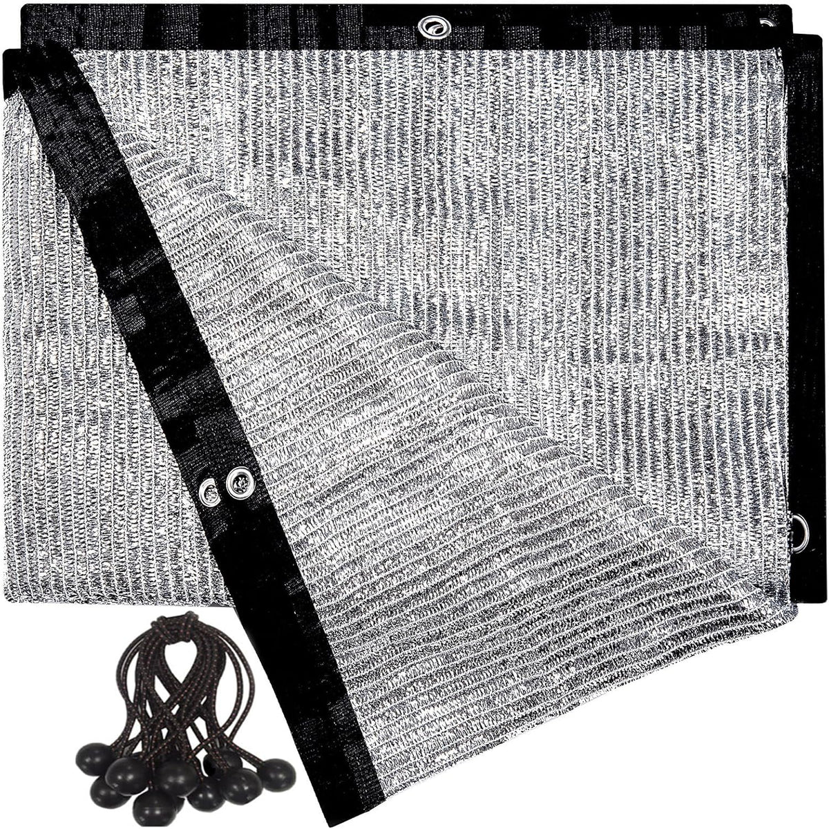 70% Aluminet Shade Cloth 6.5 ft x 10 ft-Fabric Sun Block Sun Reflect-Free 12pcs 6" Ball Bungee