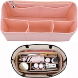 Organizer Insert for Tote Bag - Softened Felt Purse Insert With Storage Container, Makeup Organizer, Inner Rubber Liner for Speedy, Handbag, Beach Bag