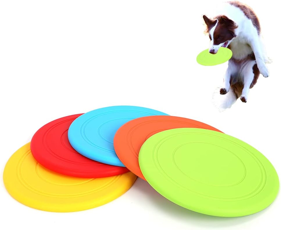 5 Pack Dog Frisbee,Dog Flying Disc Puppy Flyer Toy React Faster Training Interactive Toys for Small Medium Dog Lightweight Floating Saucer