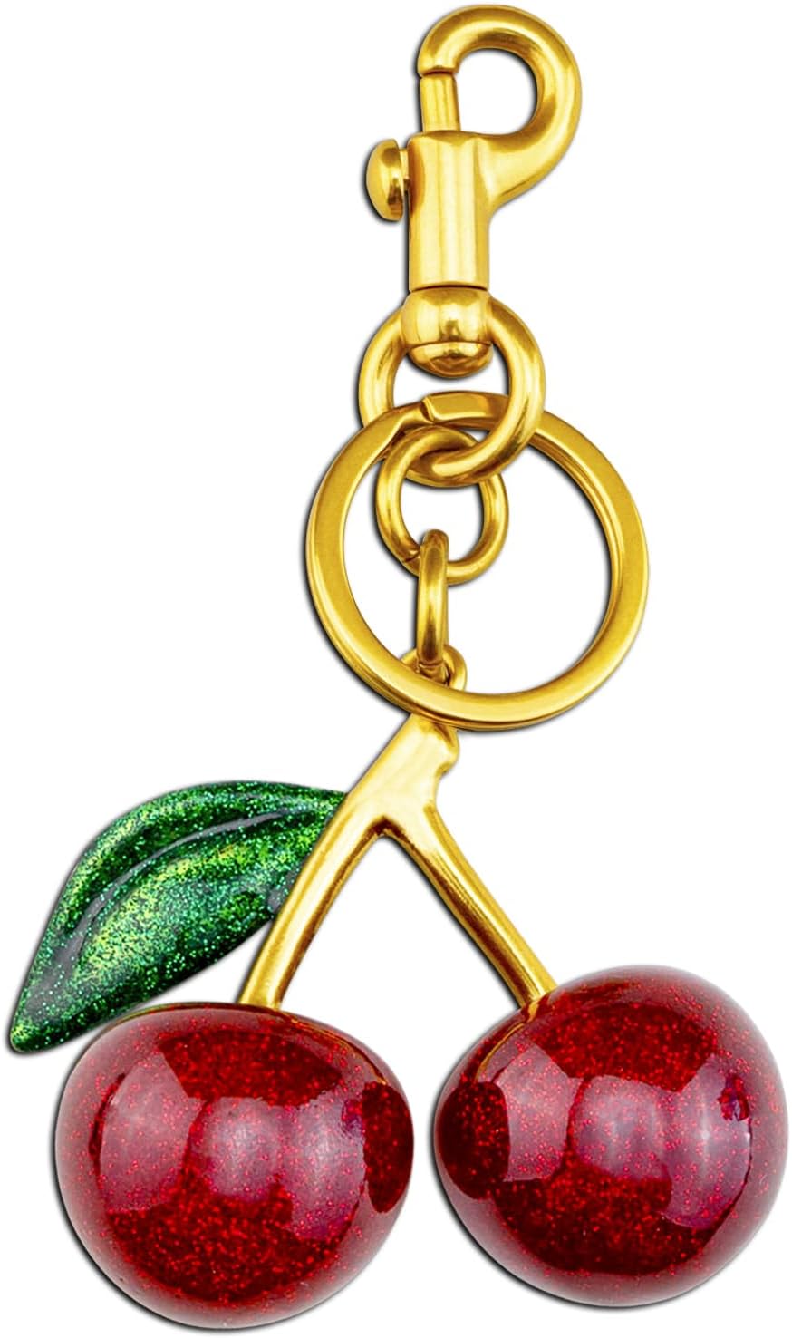 Cherry Keychain Bag Charms for Handbags, Cute Accessories for Women Purse, Gold