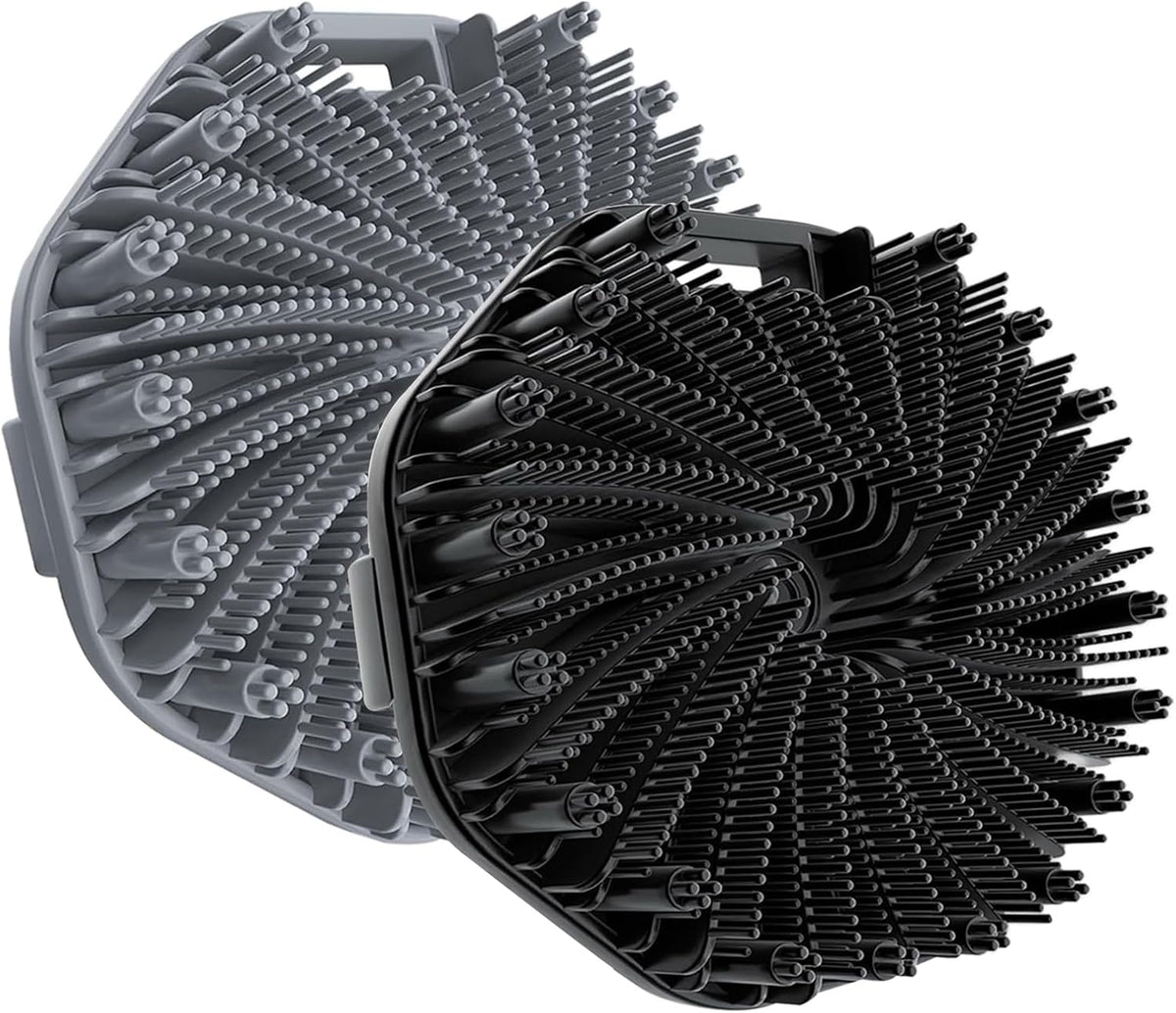 2PCS Scrubbies - Scrubbies The Sud Bud,Silicone Body Scrubber, Exfoliating Body Scrubber for Sensitive Skin, Scrubbies for Body, Silicone Body Brush for Showering, Charcoal (Grey and Black)