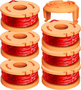 7Pack WA0010 WA0004 Replacement String Trimmer Spool Compatible with Worx WG154 WG162 WG163 WG170 WG151 WG180 Autofeed Weed Eater,Spool Line 10ft 0.065'' and WA6531 Cover Cap (6Spool + 1Cap)