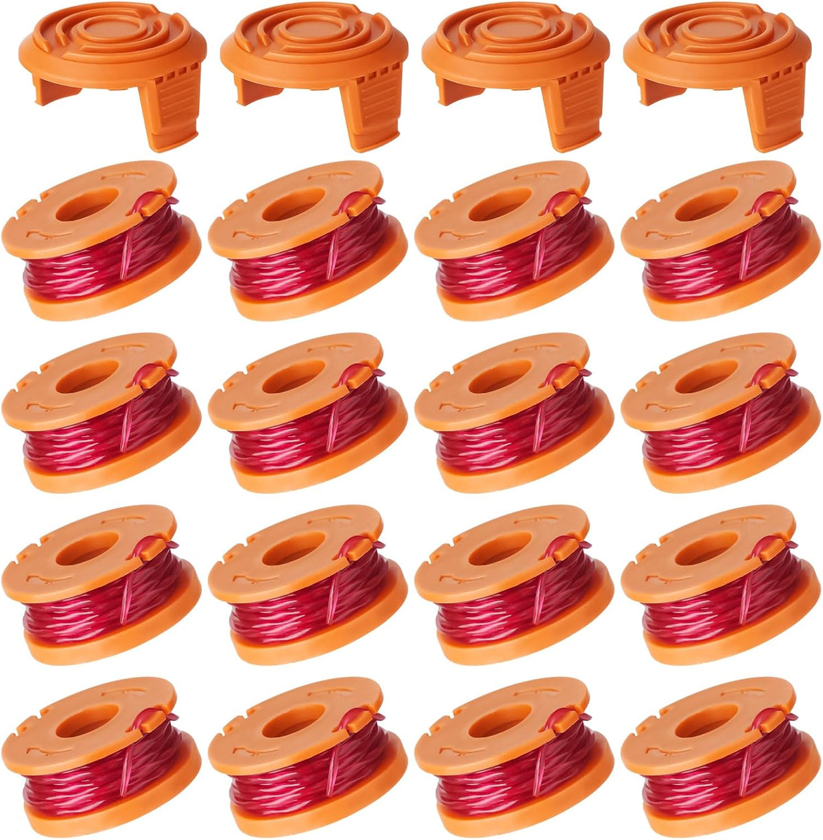 20 Pack Trimmer Spool Line for Worx, WA0010 Edger Spools Replacement for Worx, 0.065 inch Trimmer Line Refills for Worx, Compatible with Worx String Trimmers(16 Grass Trimmer Line, 4 Trimmer Cap)