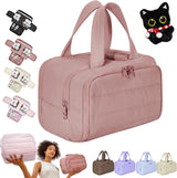 Elouva Toiletry Bag, Elouva Large Capacity Wide-Open Travel Cosmetic Bag, 0.6lb Lightweight Toiletry Bag for Women, Waterproof & Wide Opening Toiletry Organizer for Traveling, Toiletries (Rose)