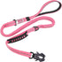 Tactical Bungee Dog Leash - Pink Heavy Duty Leash for Large Dogs with Reflective Stitching, 2 Handles, Seatbelt Clip, 4-6FT