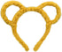 Women Winter Thick Plush Headband Round Bear Ears Makeup Hair Hoop Bandana Yellow