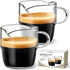 6 OZ Espresso Cups Set of 2, Double Spouts Stackable Cups, Shots Glass Mugs with Handle, Machine Accessories for Coffee Bar, Cute Clear Glasses Gift -