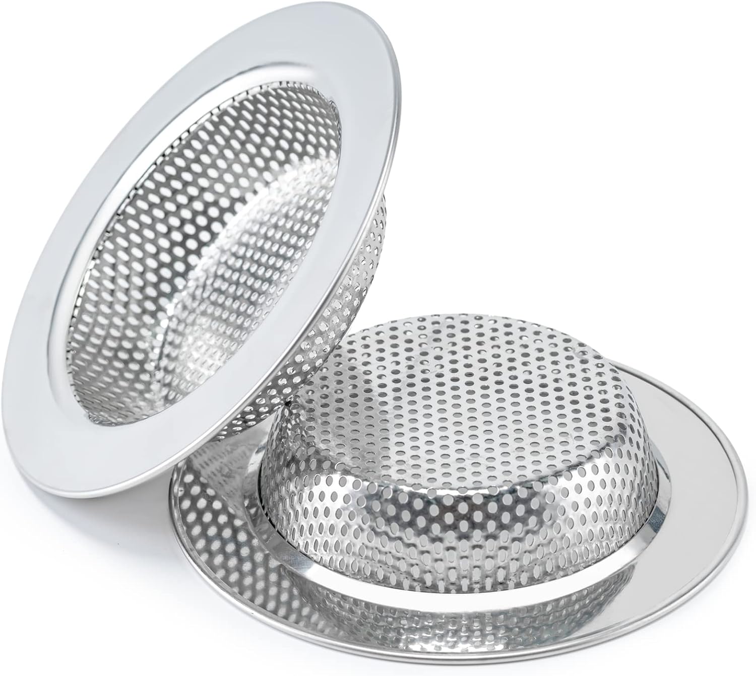 2 Pcs Sink Strainer for Most Kitchen Drain Basket, Upgraded Double-Layer Safe Design (Outer Diameter 4.5 Inch) Silver(2 Pcs) -