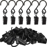 Stainless Steel S Hooks Curtain Clips, 50 Pack Hanging Party Lights Clips Hangers Gutter Photo, Art Craft Display, 2.4 Inch Long, Black Long -