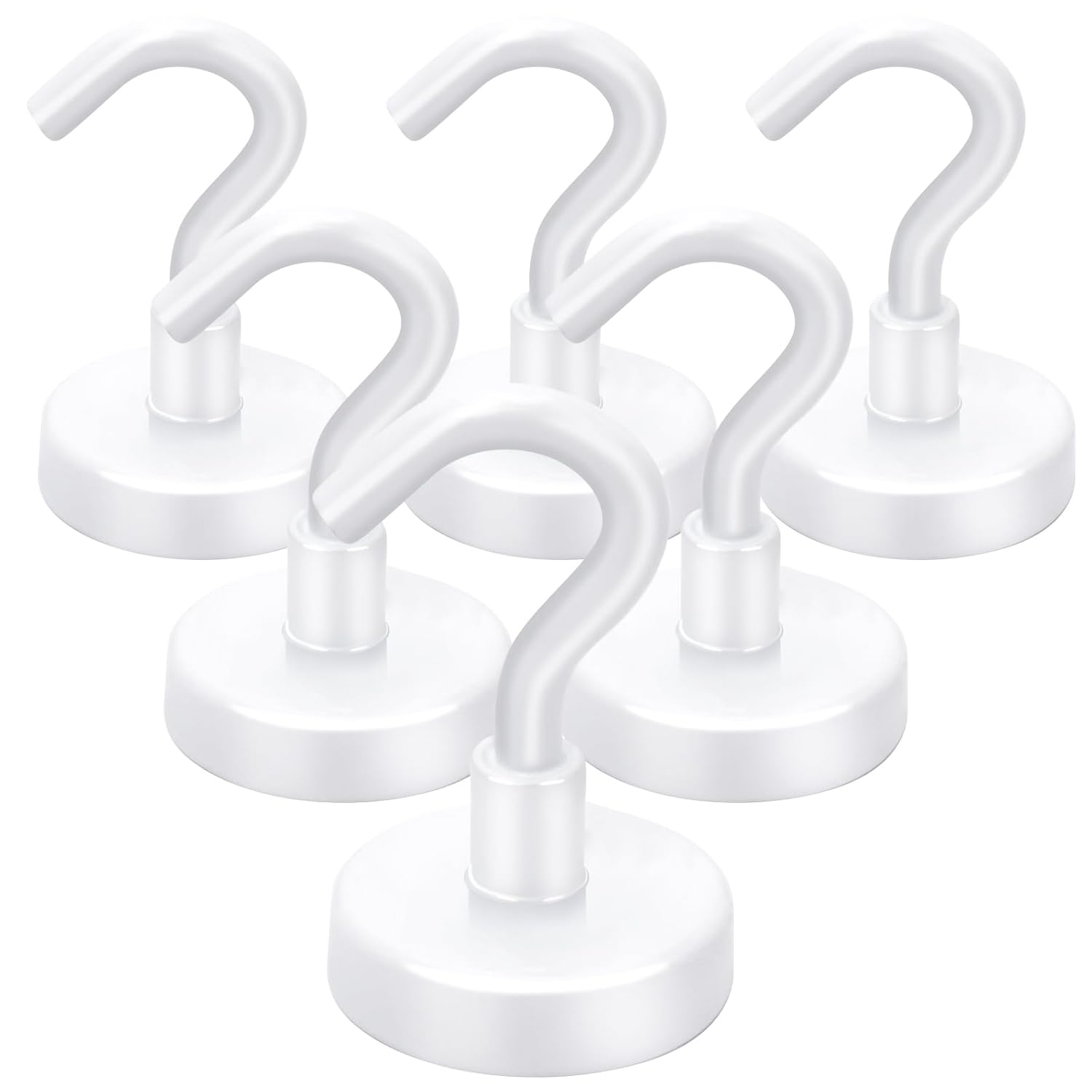 Cruise Essentials: 40Lbs White Magnets, Strong Magnetic Hooks for Hanging, 6 Pack -