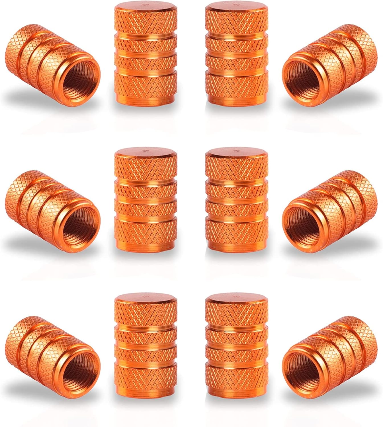 12PCS Tire Valve Stem Caps, Car Exterior Accessories, Aluminum Alloy Cover Universal for Cars, Trucks, Motorcycles and Bicycles (Orange) Orange -