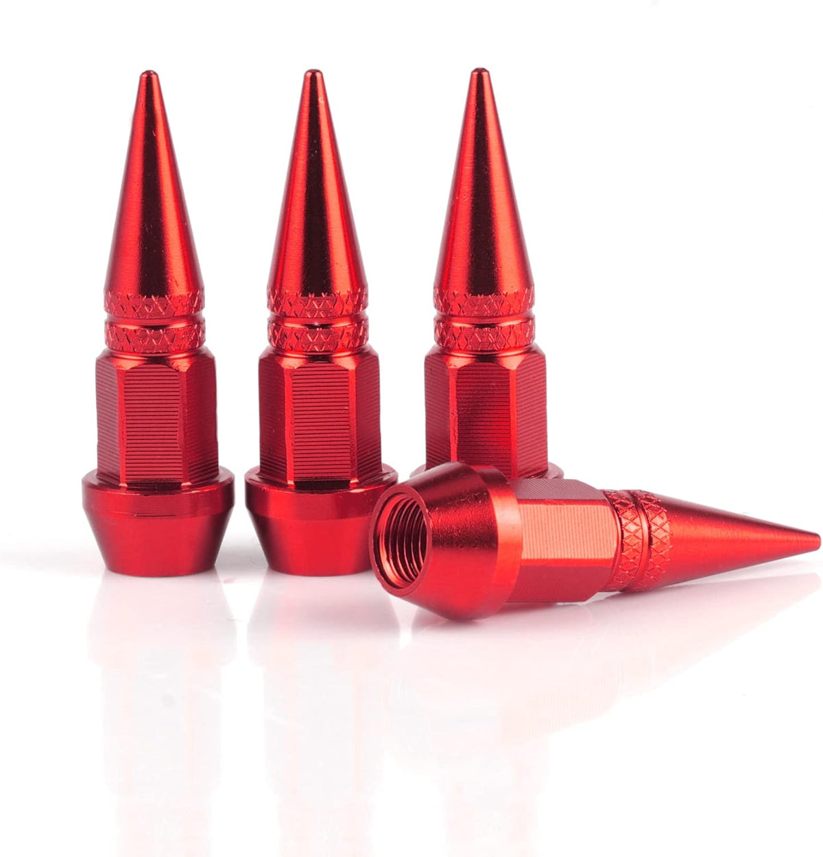 45mm Spiked Aluminum Stem Valve Caps,4PCS Dustproof Tire Wheel Caps for Cars,SUVs,Trucks Bicycles and Motorcycles(Red) 45MM-Red -