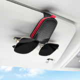 Sunglasses Holder for Car, Leather Magnetic Buckle Sun Visor Sunglass Clip, Ticket Card Storage Glasses Car Interior Accessories Men and Women（Black-red） Black-Red 1PCS