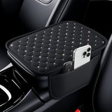 Bling Center Console Arm Rest Cover for Car, Middle Armrest Storage Box Cover, Interior Car Accessories Women and Man Gifts Sets (Black) black -