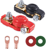 Car Battery Terminal Connector Classification Kit, Pure Copper Negative and Positive Cable Ends with Plastic Cover, Applicable to Automobile, Truck RV Accessories -