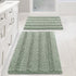 Sage Bathroom Rugs, Bath Mat Set of 2 Extra Thick Chenille Striped Pattern Shaggy Rugs for Room, Non Skid Mats Floor (32 x 20 Plus 24 17 - Inches) 20" 32" 17" 24"