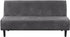 Real Velvet Futon Cover Armless Sofa Covers Bed Stretch Couch Slipcover Furniture Protector Thick Soft Fabric Form Fitted Stay in Place, Grey -