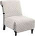 Water Resistant Accent Chair Cover Reversible Quilted Covers Without Arms Thick Soft Durable with Anti-Slip Buckle Washable, Ivory/Beige -