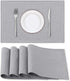 Linen Placemats Set of 4 Premium Solid Table for Dining Spill-Proof Waterproof Mats Heat-Resistant Kitchen Washable, 12x18 inches, Grey Gray -