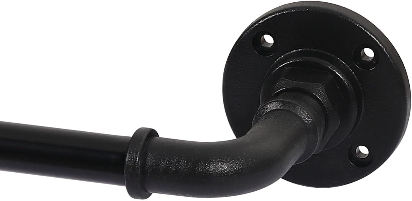 Wrap Around Curtain Rods for Windows 16.2 to 106.2 Inch, 3/4 Inch Diameter Industrial Telescoping Rod, Splicing Adjustable Indoor/Outdoor, Black 16.2"-106.2"