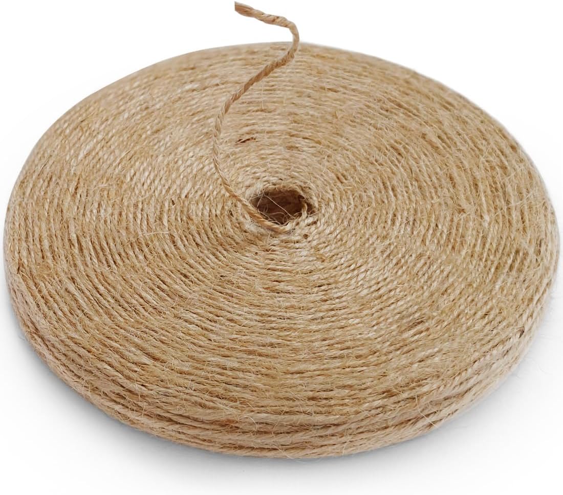 PerkHomy 600 Feet Natural Jute Twine Long String for Crafts Gift Wrapping Packing Gardening Crochet Knitting Macrame Decor (Brown 600feet Flat) 2mm (1/12 In) Flat (182M)